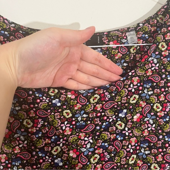NWT Tahari Shift T-shirt Dress 2X Black Floral Dizzy Jersey Knit Comfy Soft Boho - Picture 3 of 15